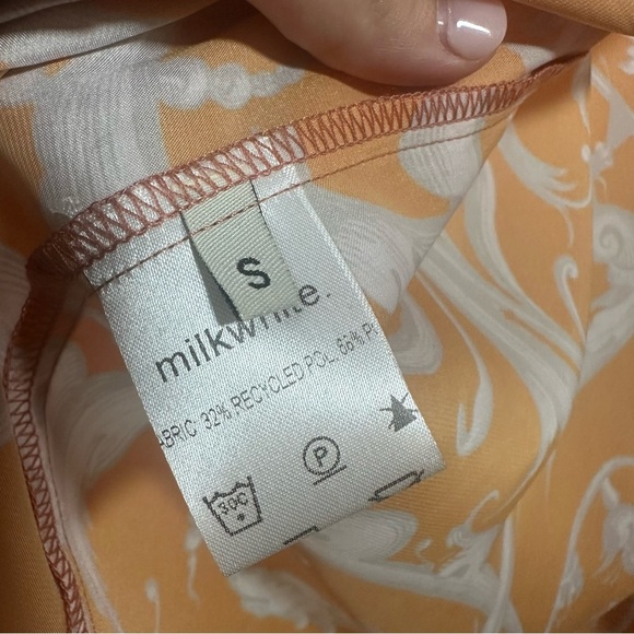 Milkwhite x Revolve Orange Baroque Y2K Spaghetti Stap Dress Size Small - Picture 5 of 9